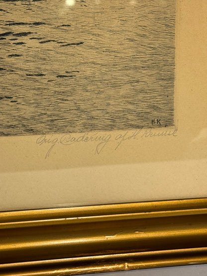 Hans Kruuse (f.1893-1973.) Radering af Gl.Strand, København