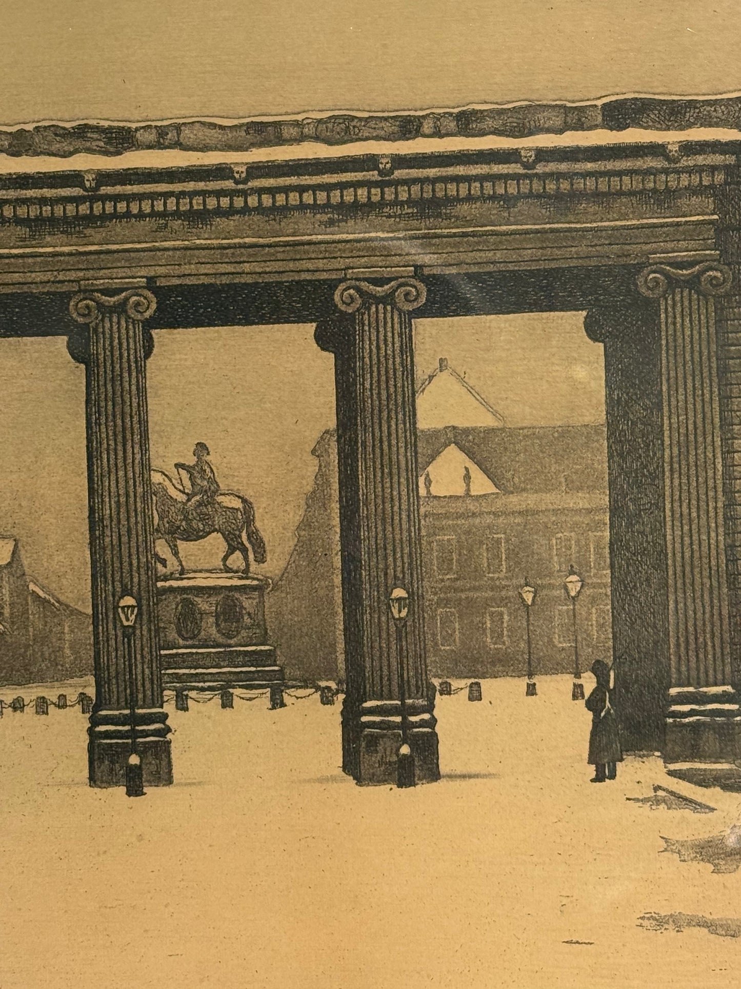 Anker Schouw Lundberg (f.1896-) Radering af Amalienborg, København. Fra start 20.Årh