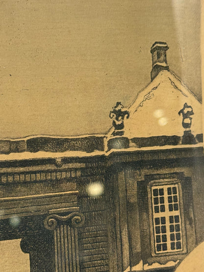 Anker Schouw Lundberg (f.1896-) Radering af Amalienborg, København. Fra start 20.Årh