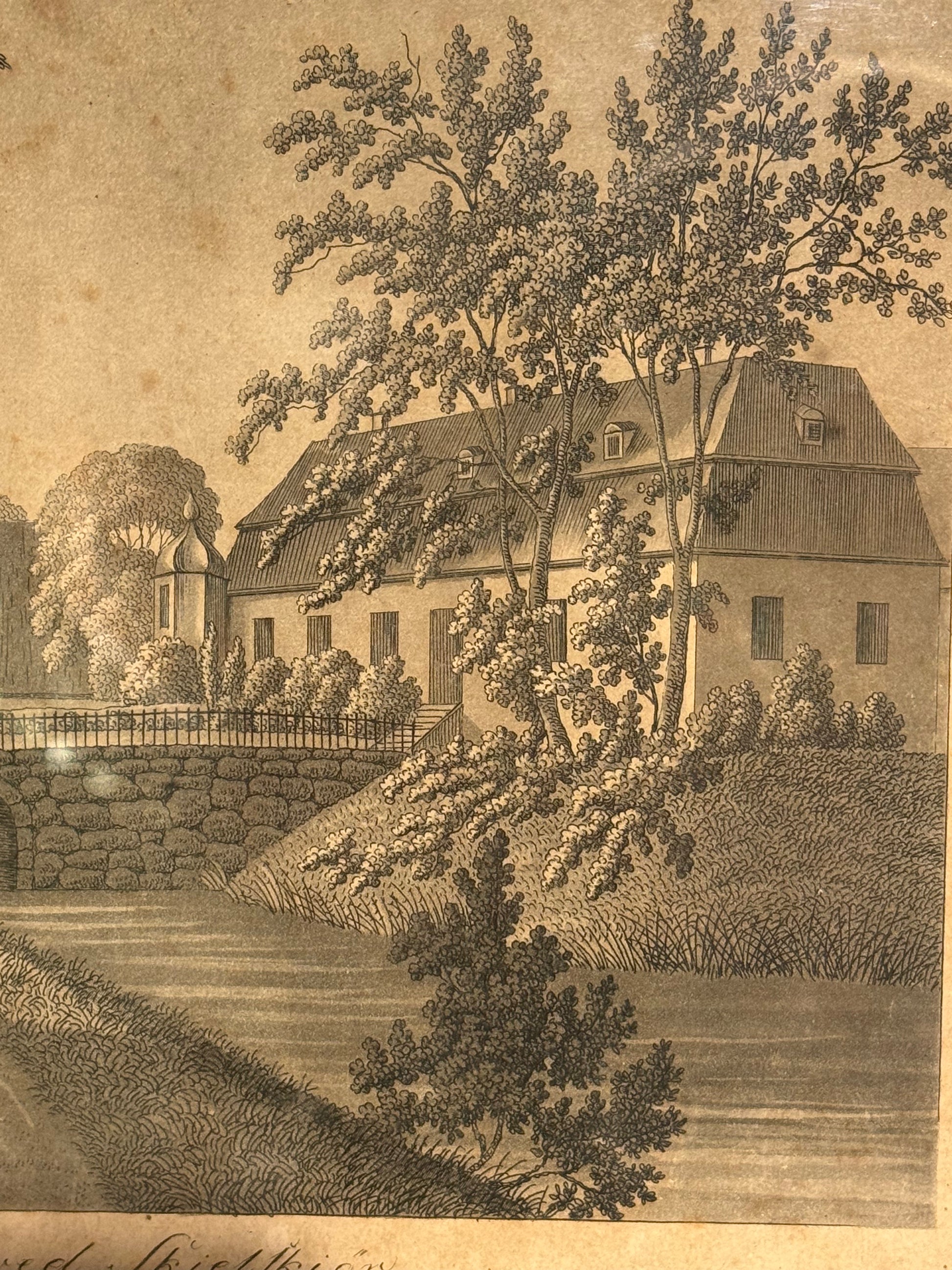 Ole Jørgen Rawert (f.1786-1851) Radering af Basnæs, Skælskør. Fra start 19.Årh