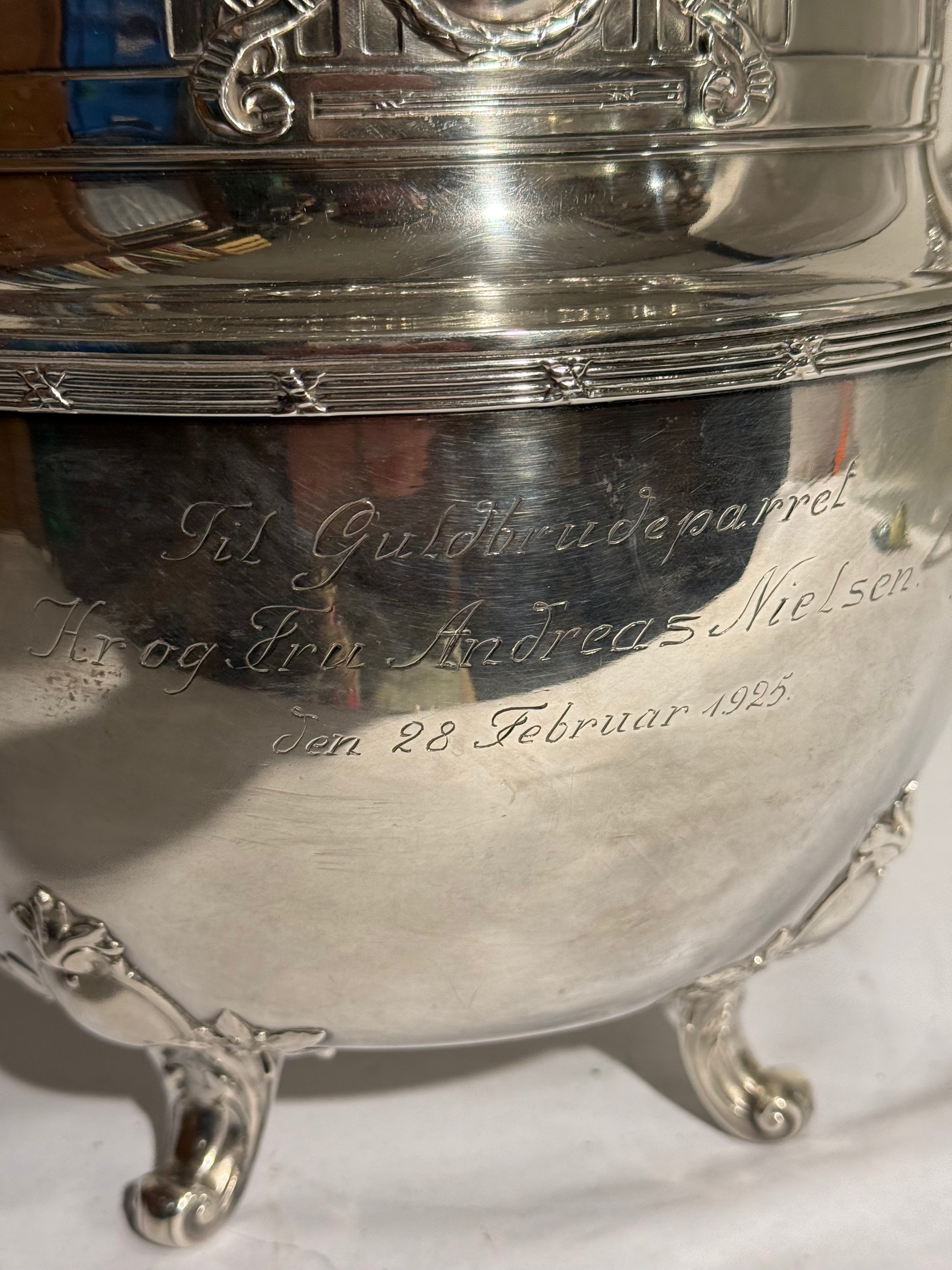Antik Nyklassisk sølvbelagt punch bowl. Fra 1915-1925