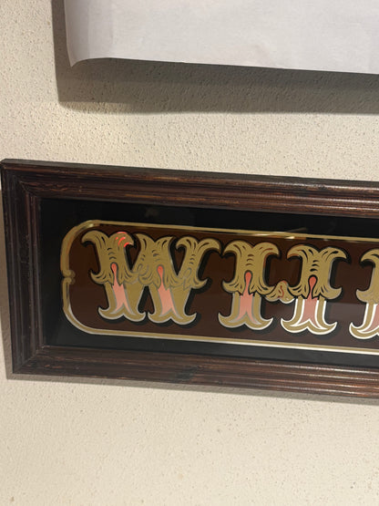 Vintage WHISKY pubskilt i glas