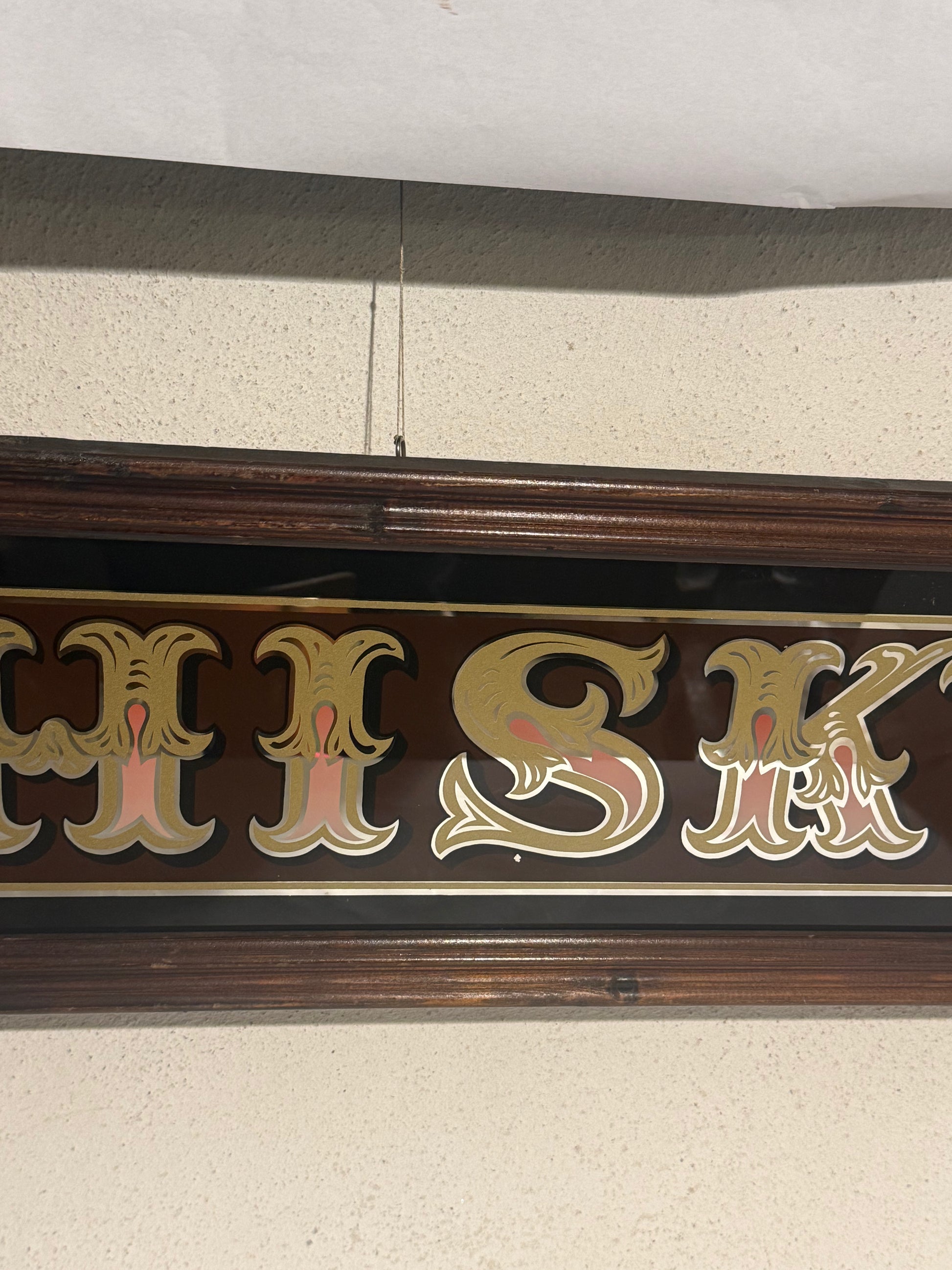 Vintage WHISKY pubskilt i glas
