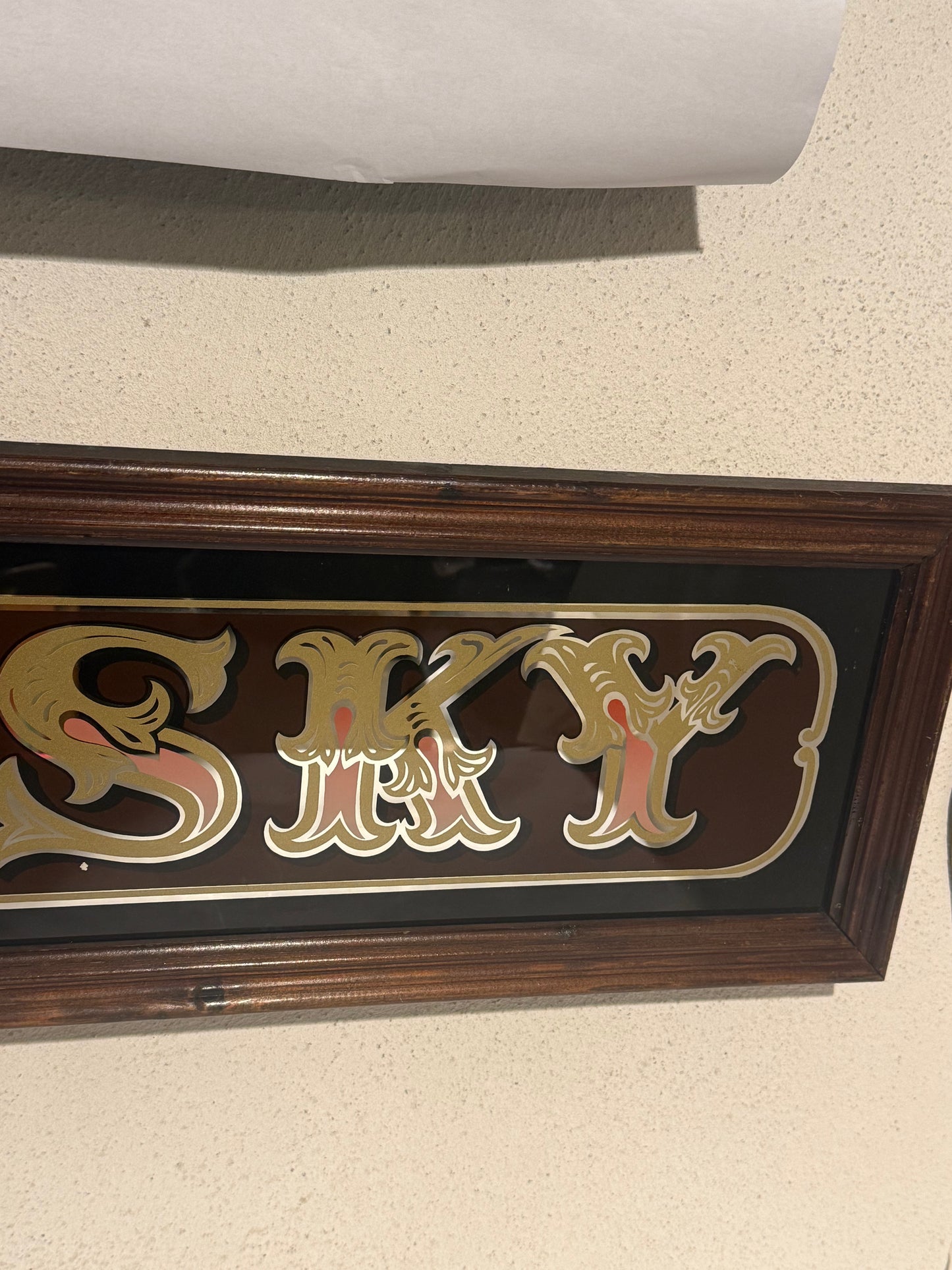 Vintage WHISKY pubskilt i glas