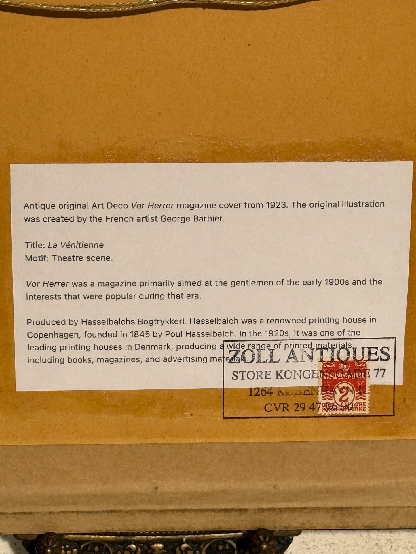 Antik original Art Deco George Barbier magasin forside, fra 1923