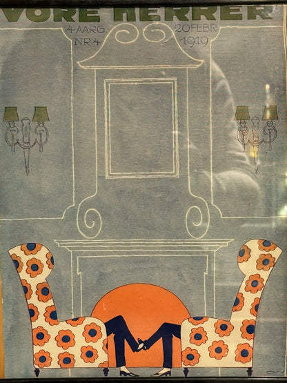 Antik original Art Deco Vore Herrer magasin forside, fra 1919