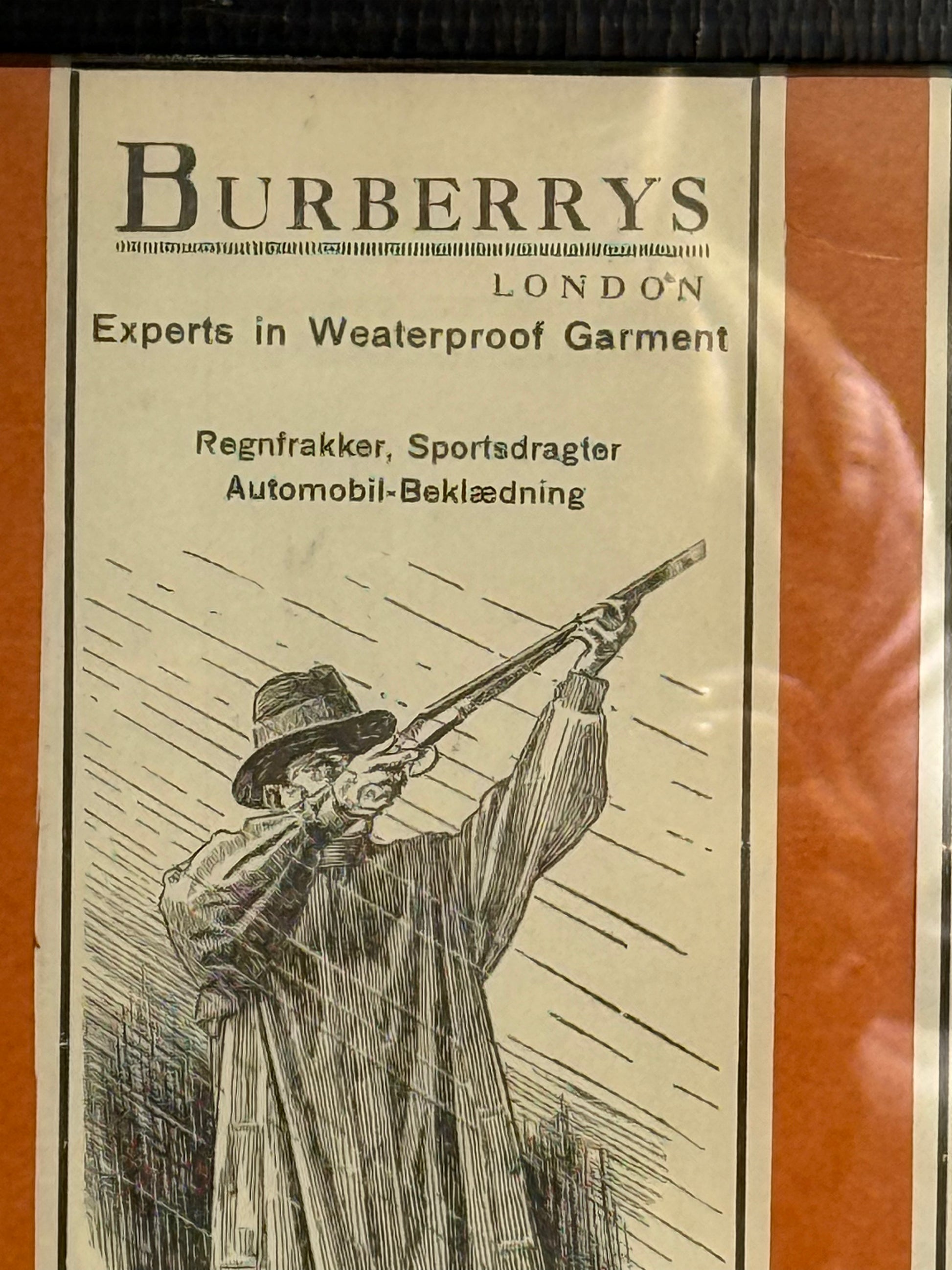 Antikke 2 stk originale BURBERRYS tøj reklamer, fra 1919