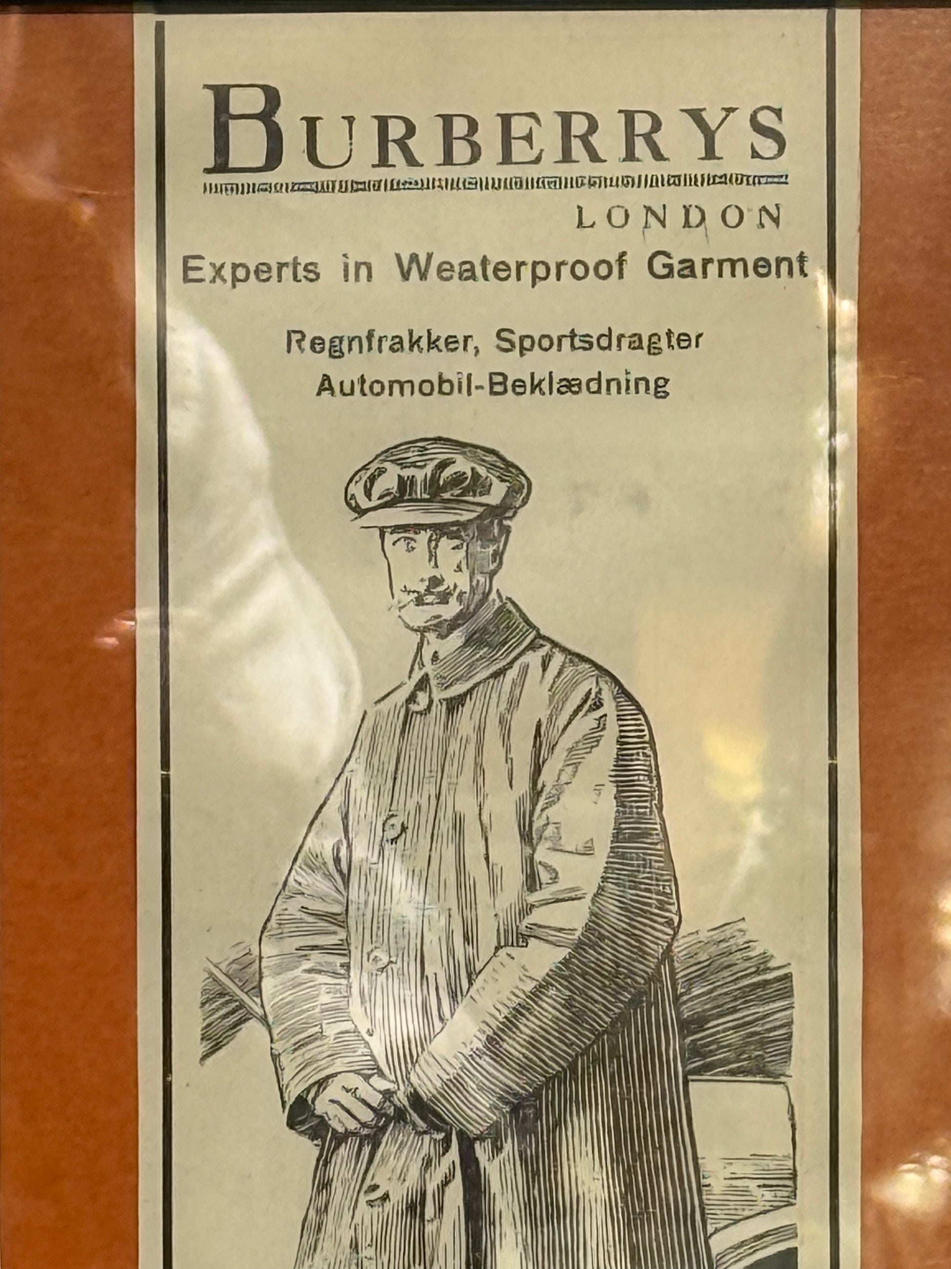 Antikke 2 stk originale BURBERRYS tøj reklamer, fra 1919