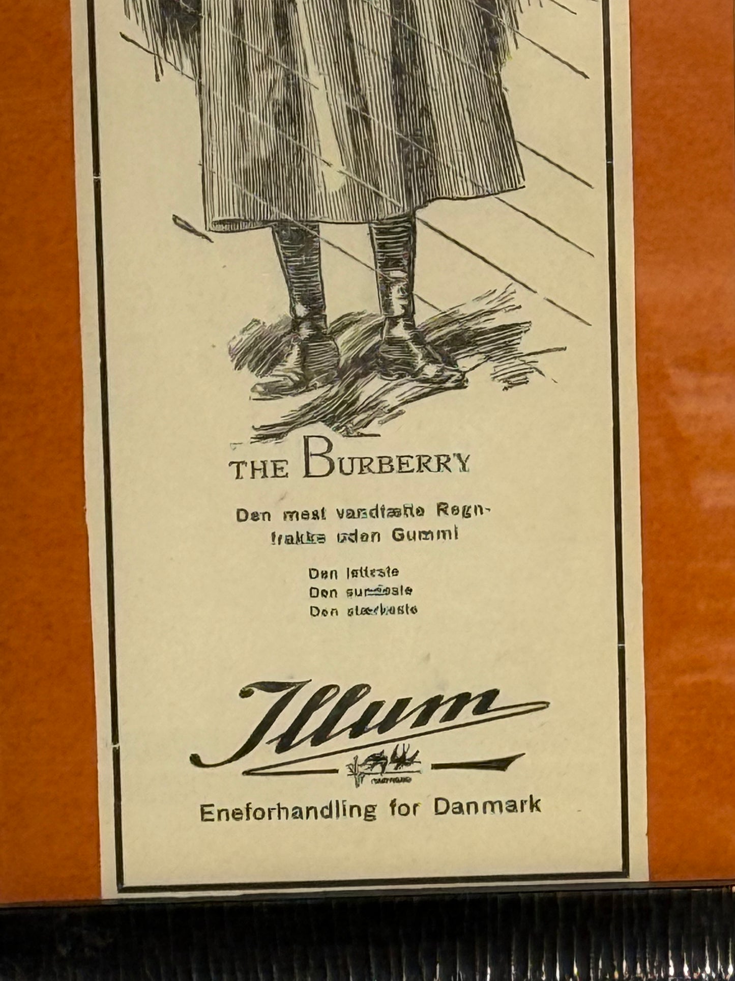 Antikke 2 stk originale BURBERRYS tøj reklamer, fra 1919