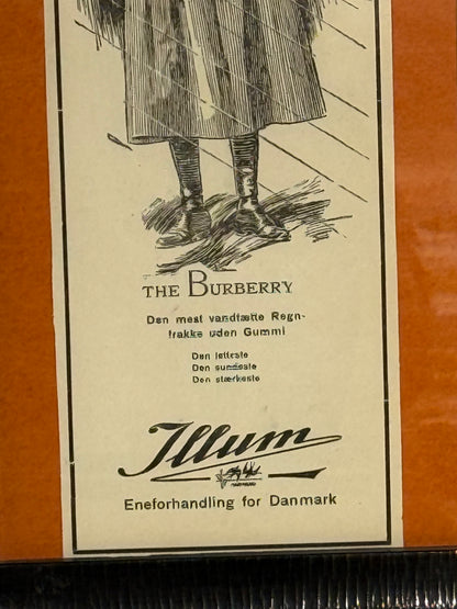 Antikke 2 stk originale BURBERRYS tøj reklamer, fra 1919