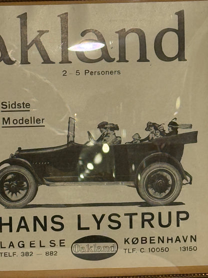 Antik original Oakland Automobil reklame, fra 1923