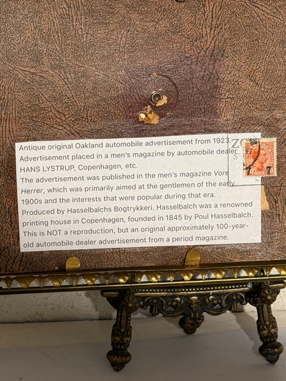 Antik original Oakland Automobil reklame, fra 1923