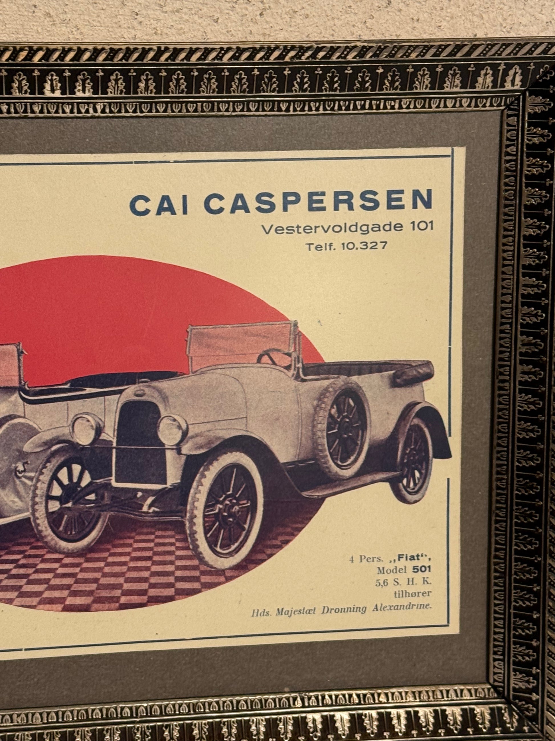 Antik original FIAT Automobil reklame, fra 1923