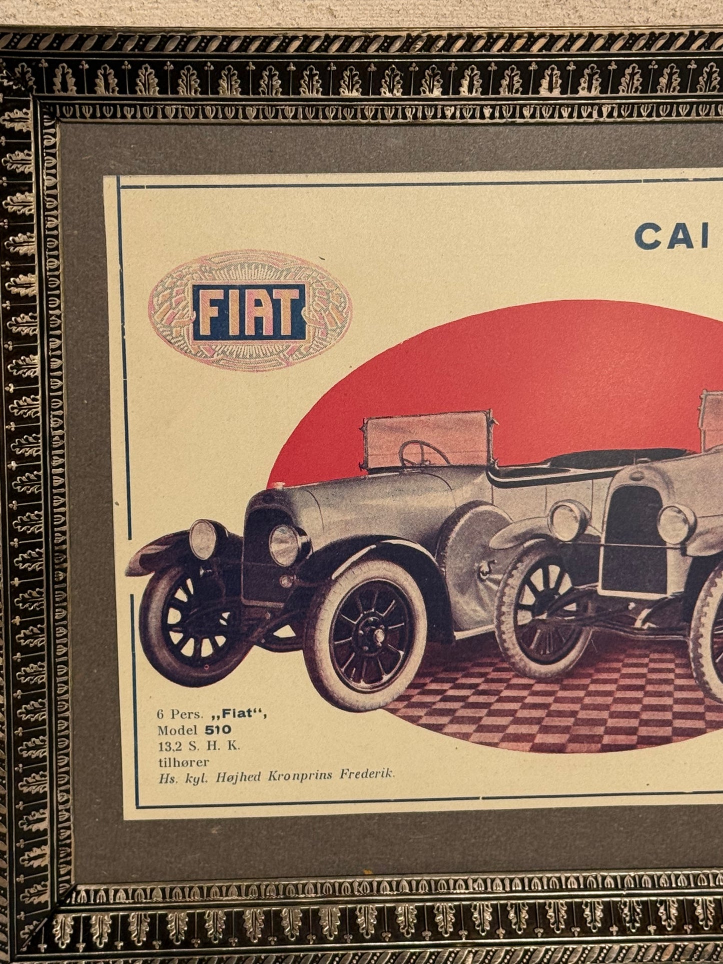 Antik original FIAT Automobil reklame, fra 1923