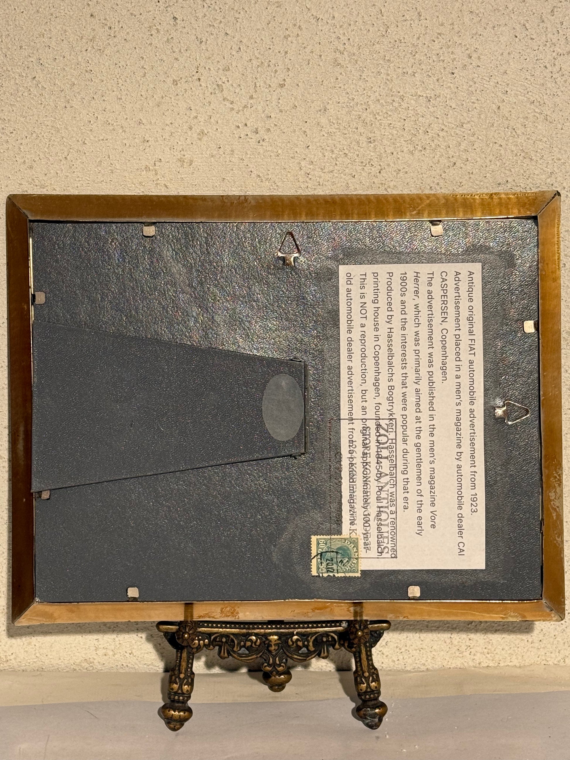 Antik original FIAT Automobil reklame, fra 1923