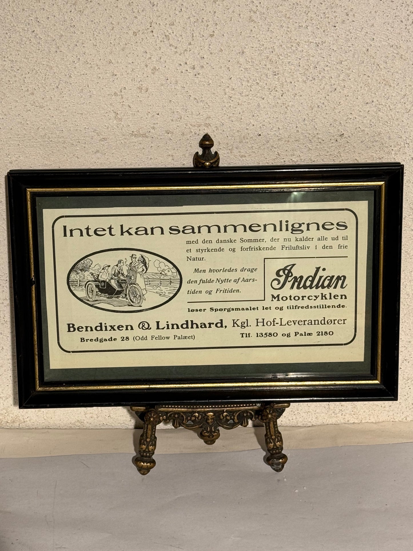 Antik original INDIAN motorcykel reklame, fra 1919