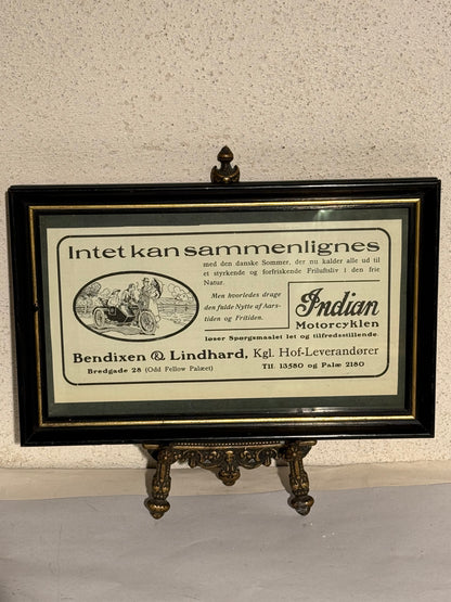 Antik original INDIAN motorcykel reklame, fra 1919