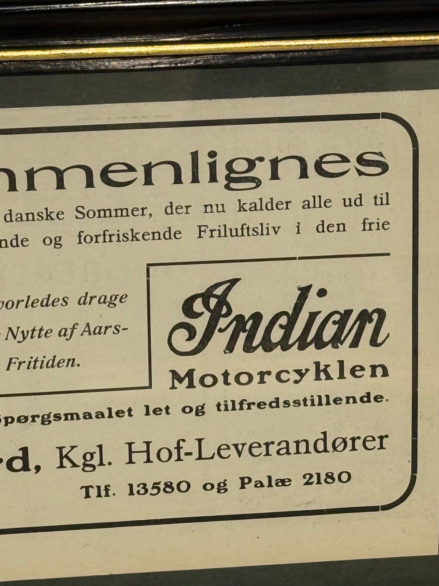 Antik original INDIAN motorcykel reklame, fra 1919