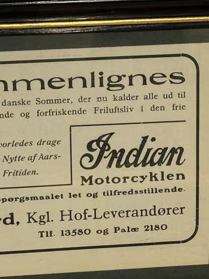 Antik original INDIAN motorcykel reklame, fra 1919