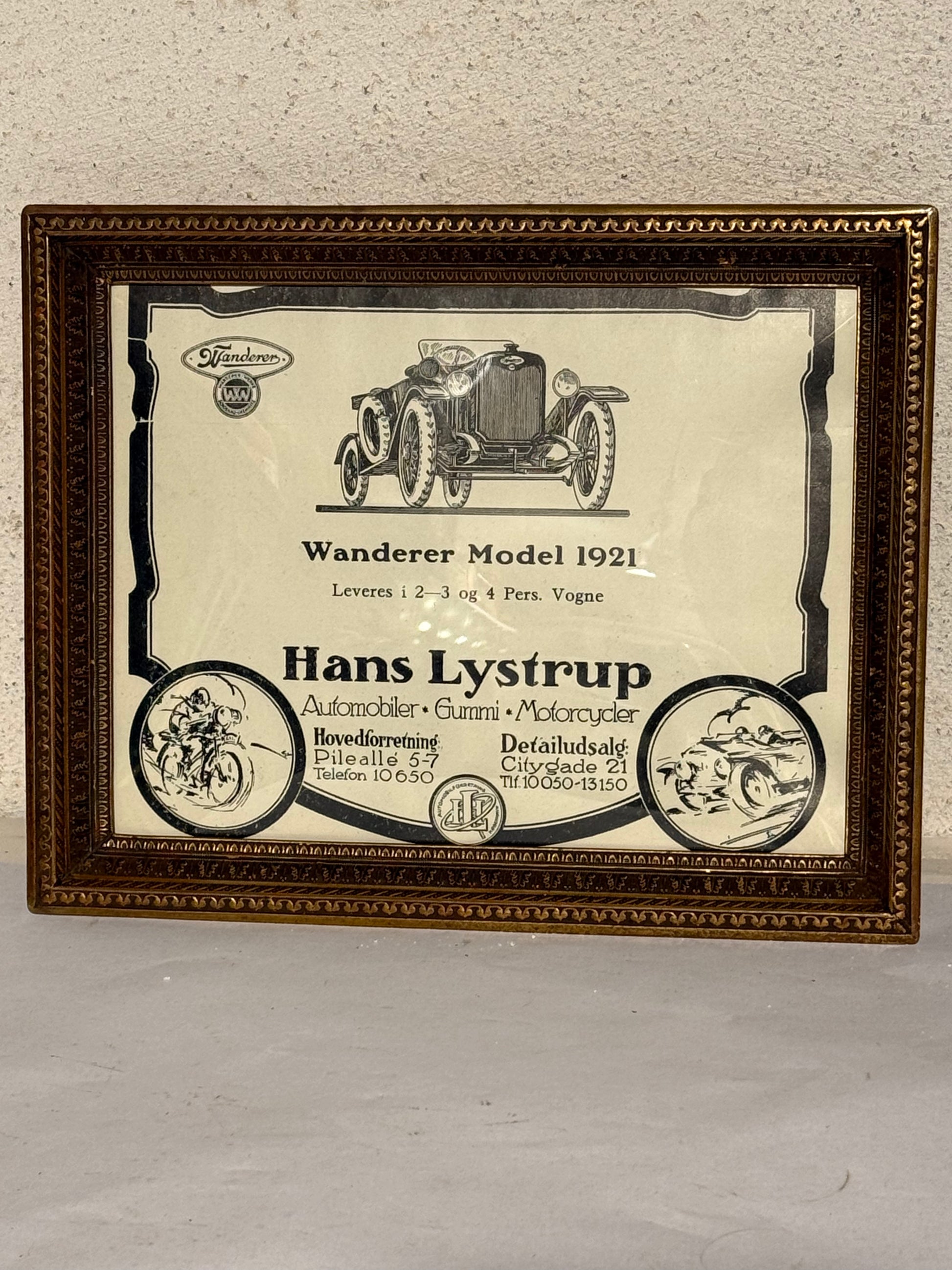 Antik original Wanderer Automobil reklame, fra 1921
