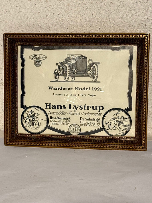 Antik original Wanderer Automobil reklame, fra 1921