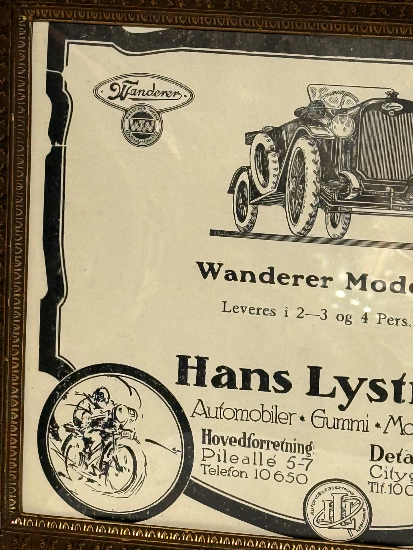 Antik original Wanderer Automobil reklame, fra 1921