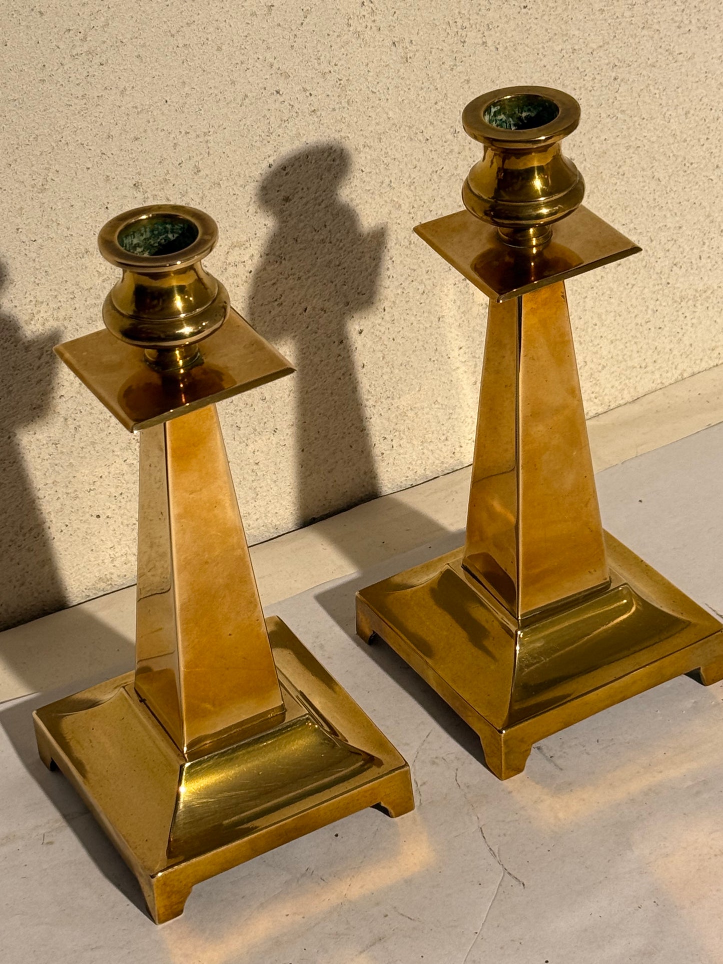 Art deco messing lysestager. Fra start 20.Årh