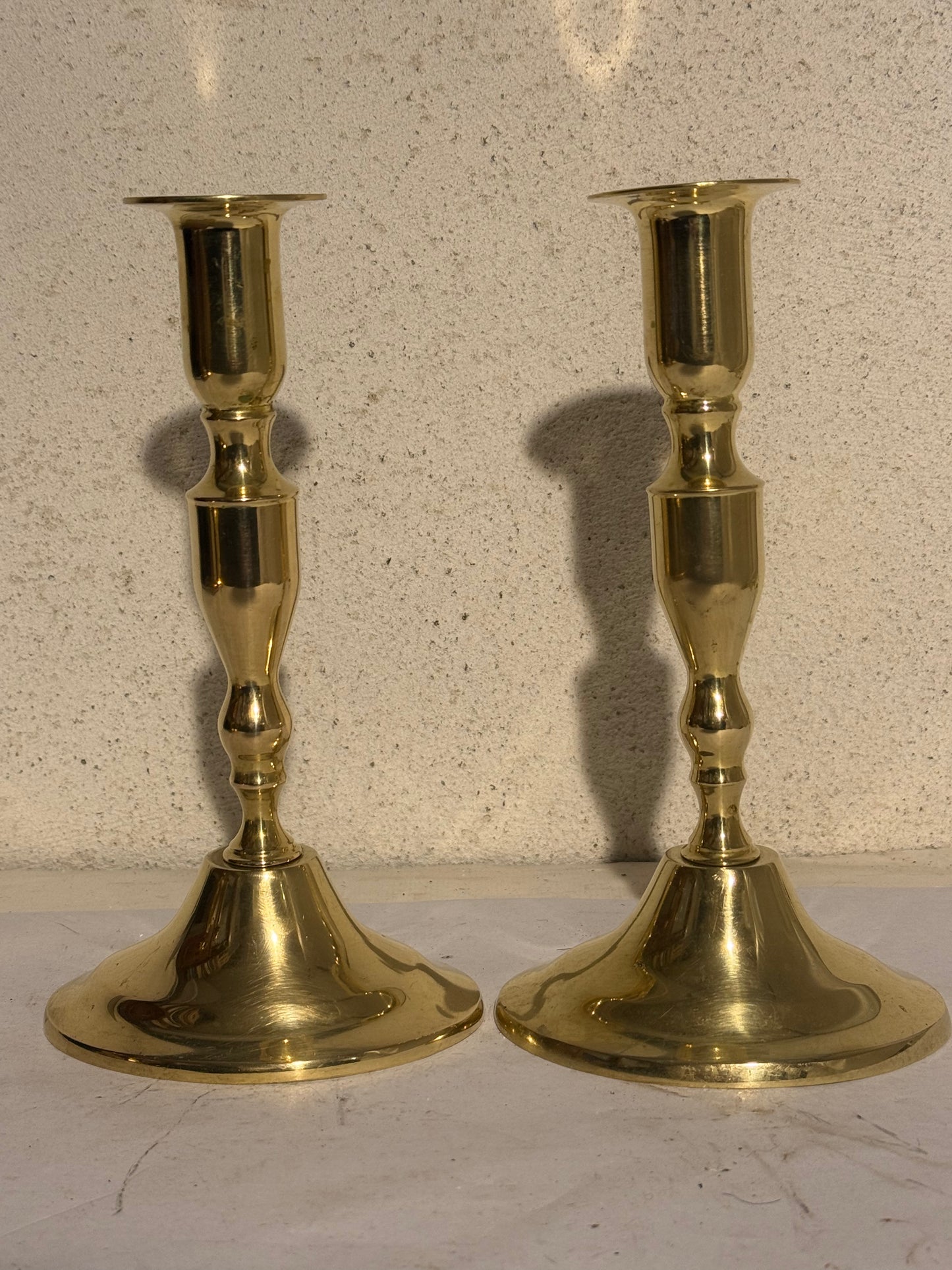 Midt 20.Årh. klassiske messing lysestager. ældre design