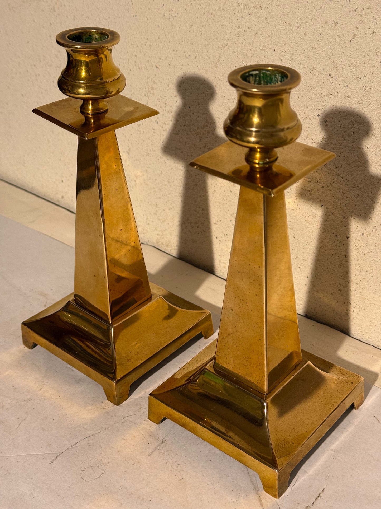 Art deco messing lysestager. Fra start 20.Årh