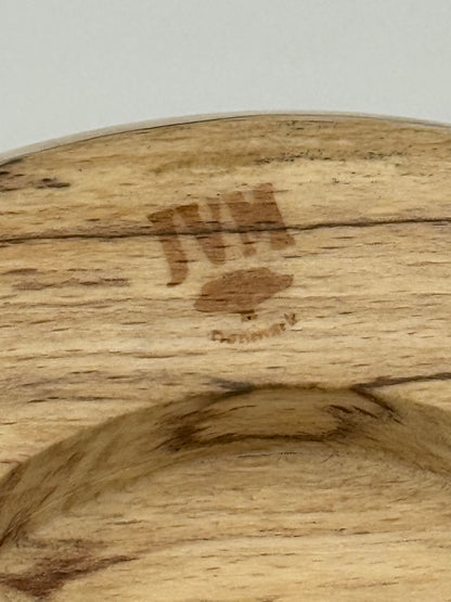 Vintage dansk hånddrejet Valnød og spaltet træ låg æske.