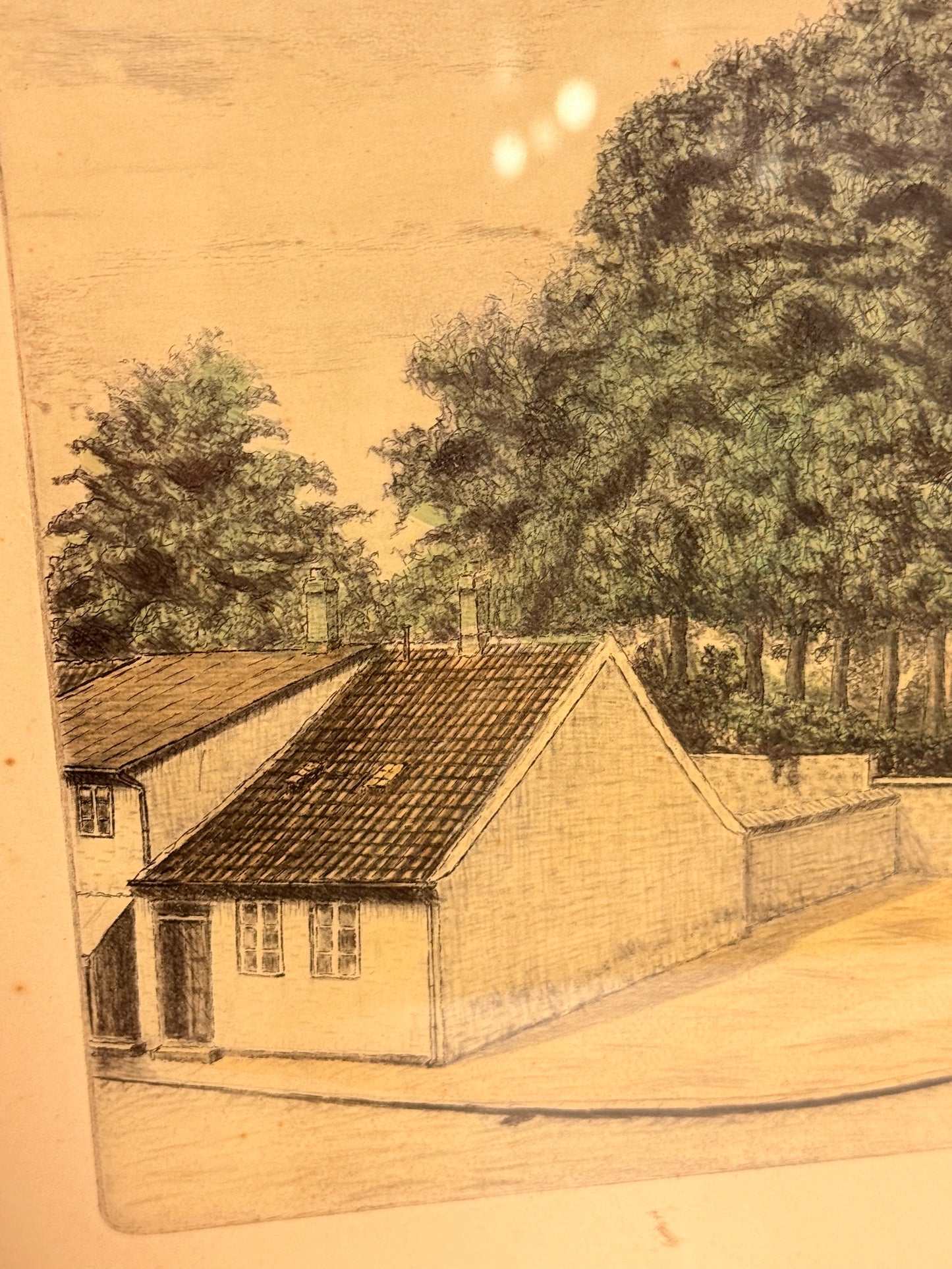 Carl Wedderkopp Jensen (f.1882–1951) Radering af Skt. Peders kirke, Slagelse. Fra 1934.