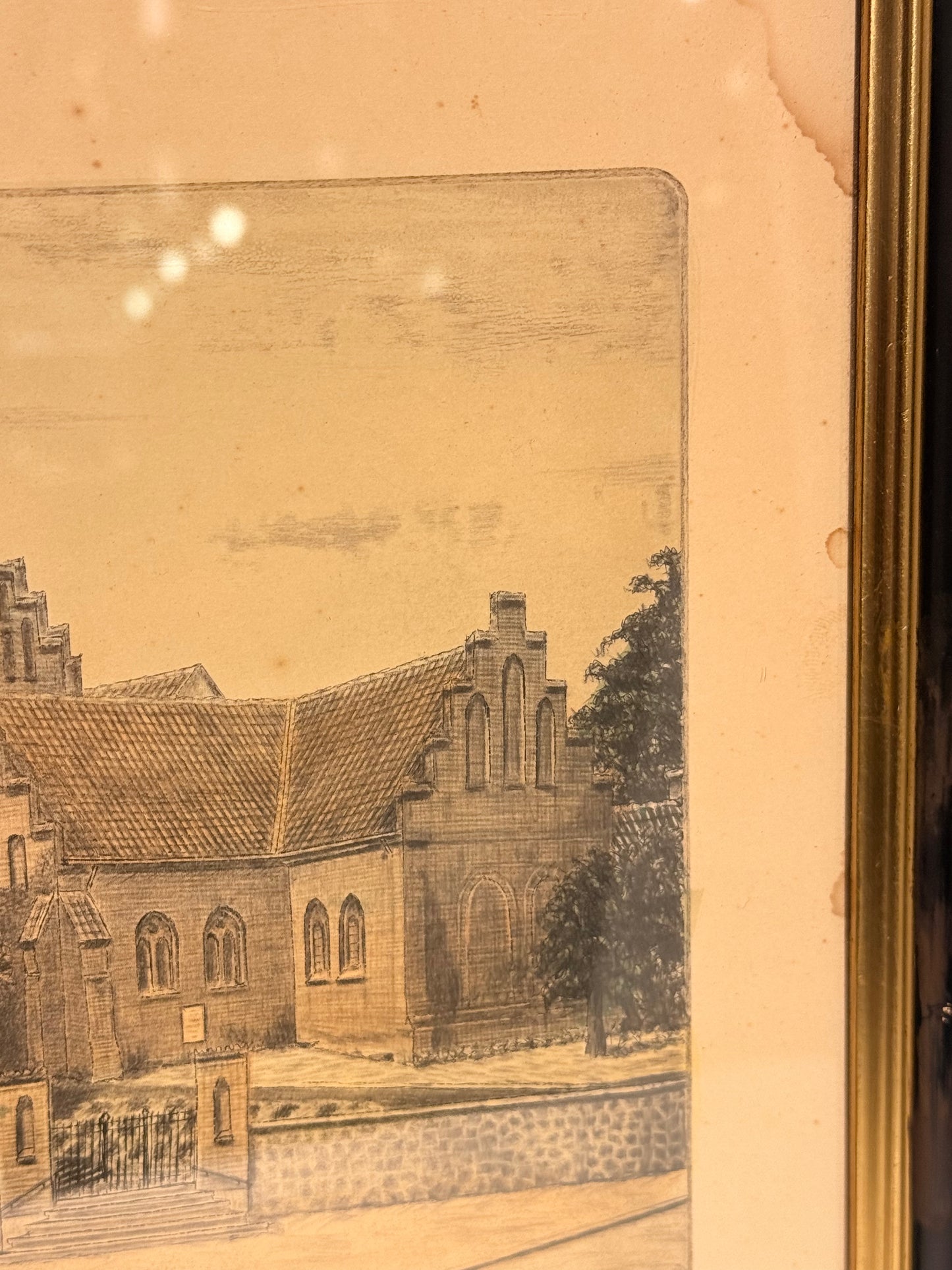 Carl Wedderkopp Jensen (f.1882–1951) Radering af Skt. Peders kirke, Slagelse. Fra 1934.