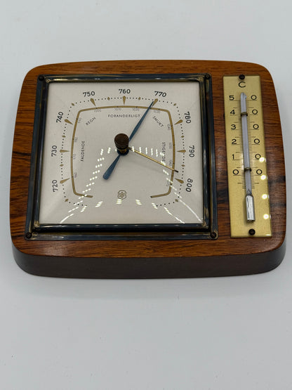 Vintage SBF Barometer med thermometer. Danmark, midt 20.Årh