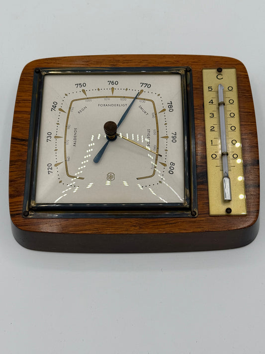 Vintage SBF Barometer med thermometer. Danmark, midt 20.Årh