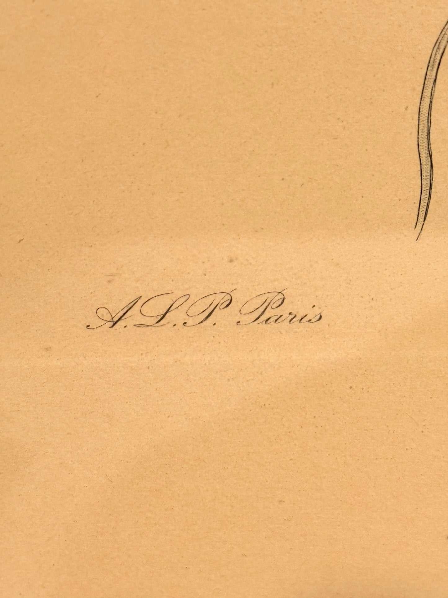 Le Paradis Rouge. Antique French copper engraving from the 19th century