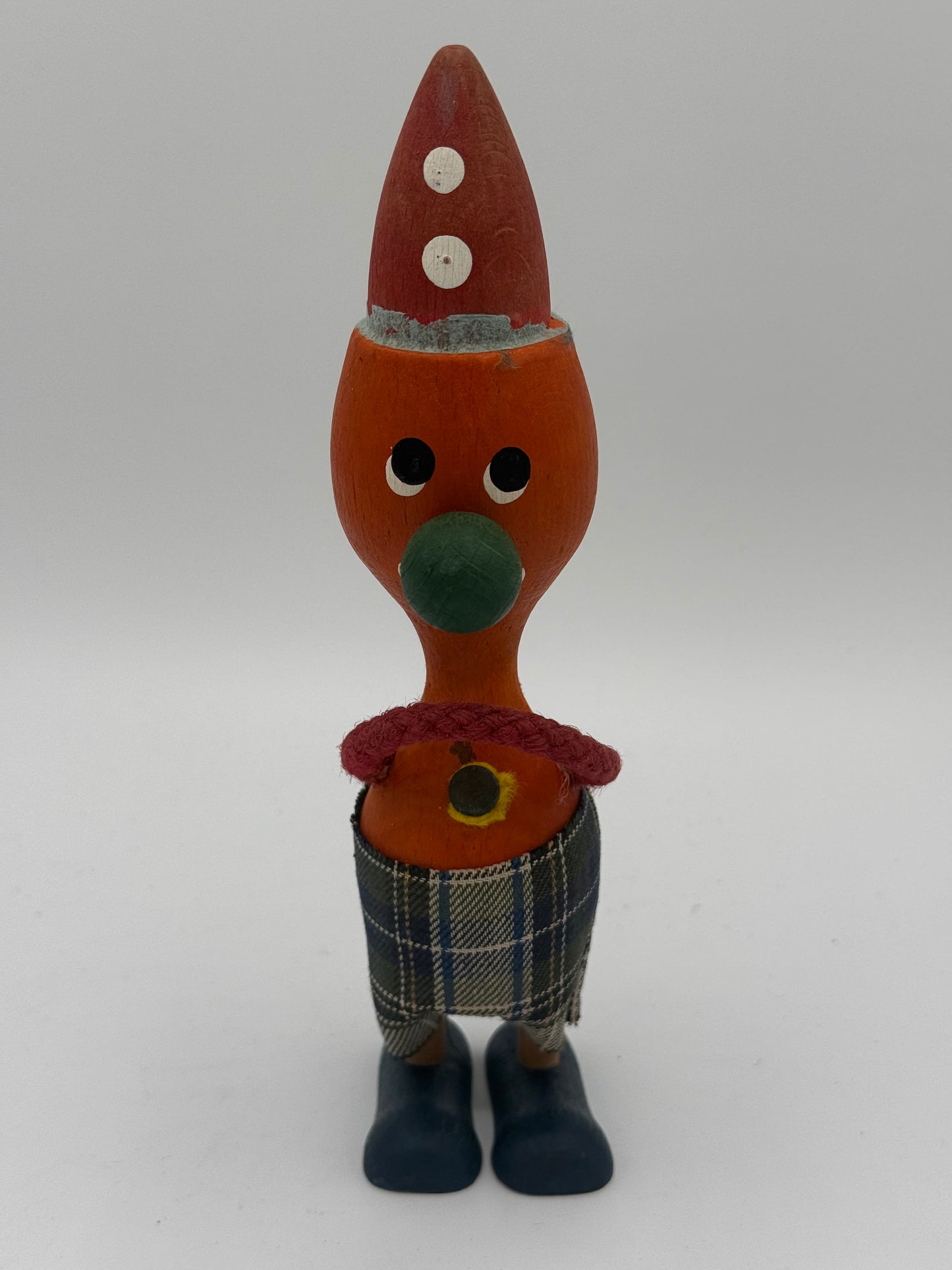 Vintage klovne Træ figur. Danmark. Fra 1950-70érne