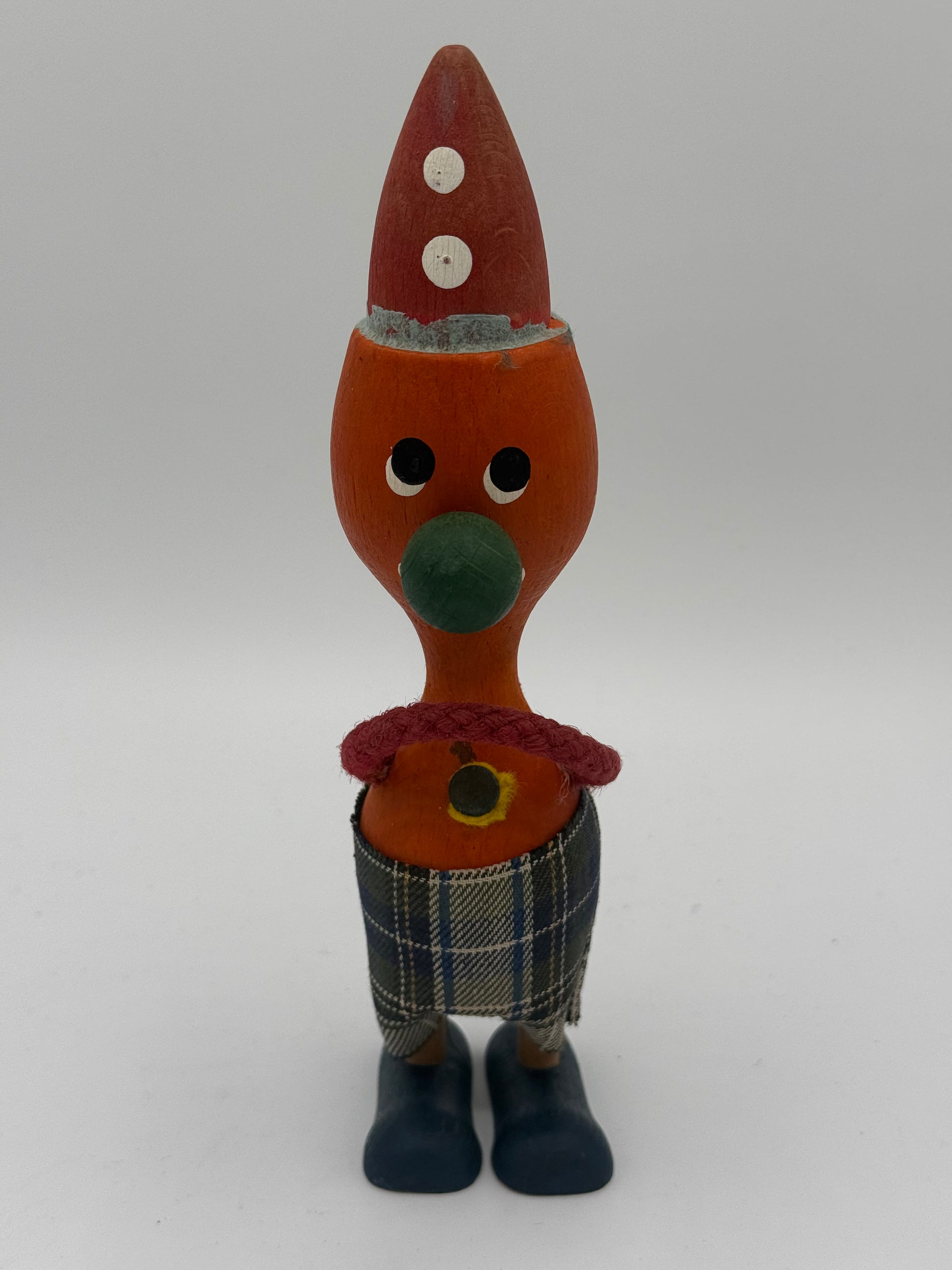 Vintage klovne Træ figur. Danmark. Fra 1950-70érne