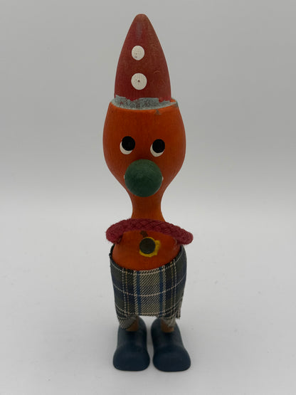 Vintage klovne Træ figur. Danmark. Fra 1950-70érne