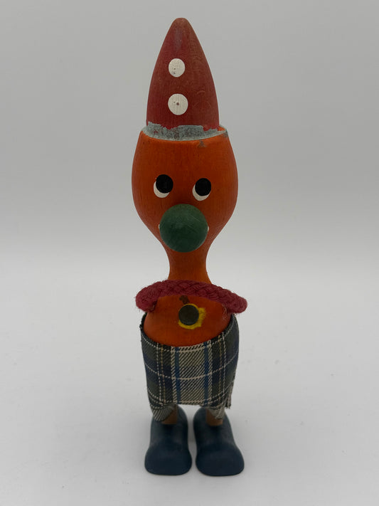 Vintage klovne Træ figur. Danmark. Fra 1950-70érne
