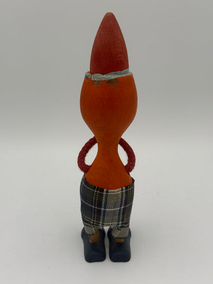 Vintage klovne Træ figur. Danmark. Fra 1950-70érne