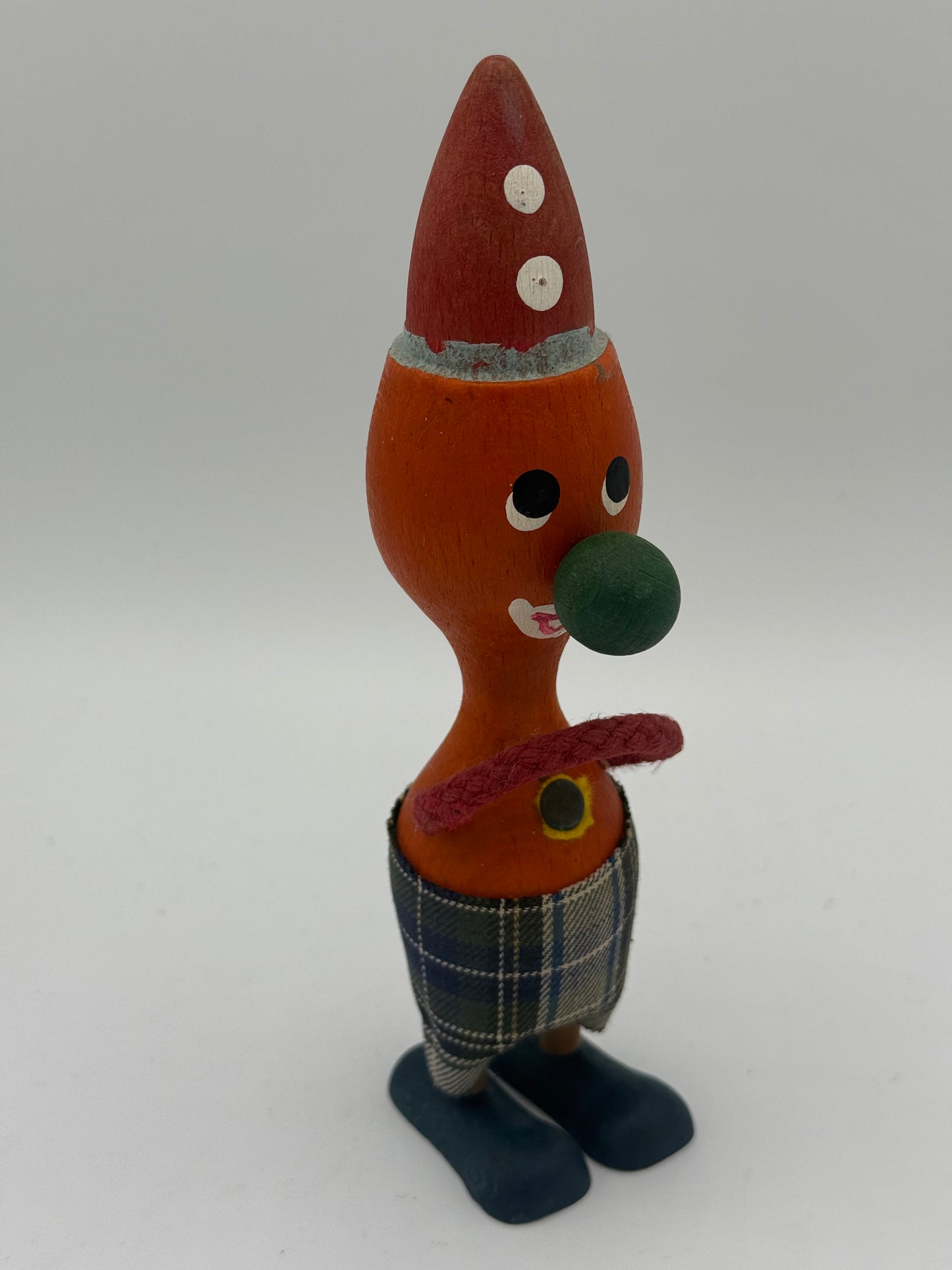 Vintage klovne Træ figur. Danmark. Fra 1950-70érne