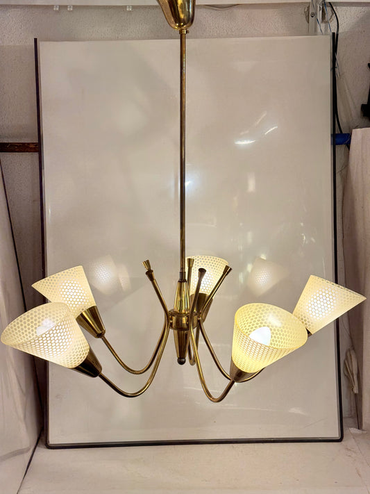 Art Deco 5-armet lysekrone, fra 1930/40érne.