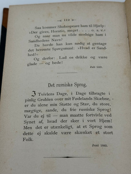 Senilia. Af Iwan Turgenjew. Antikvarisk dansk bog. 1.Udgave. 1.Oplag. Fra 1888