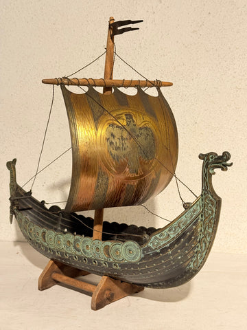 Edward Aagaard, ældre bronze Viking Drageskib, fra midt 1900 tallet.