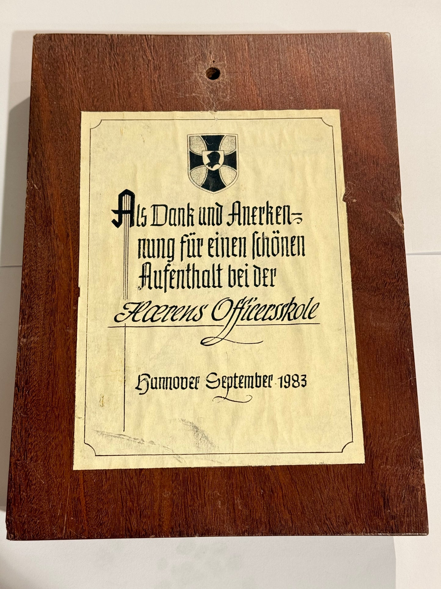 Vesttysk Hærens Officerskole Hannover skjold / plakette.