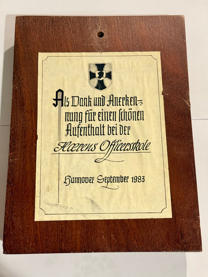 Vesttysk Hærens Officerskole Hannover skjold / plakette.