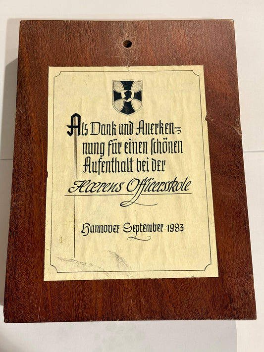Vesttysk Hærens Officerskole Hannover skjold / plakette.