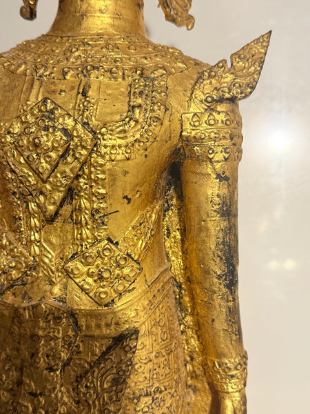 Stor 93 cm. Ratthanakosin buddha statue i forgyldt bronze, Thailand, fra 1800 tallet