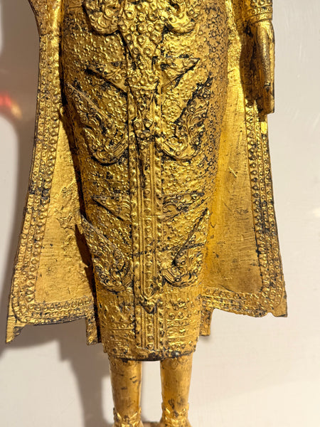 Stor 93 cm. Ratthanakosin buddha statue i forgyldt bronze, Thailand, fra 1800 tallet