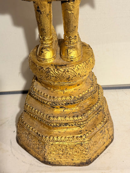 Large 93 cm. Ratthanakosin Buddha Statue in Gilded Bronze, Thailand, from the 19th Century